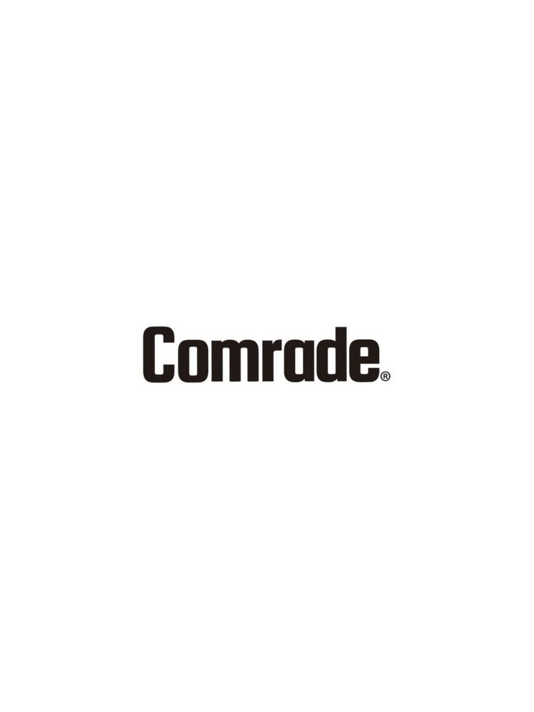 白地に黒い文字を配置したComradeのロゴ